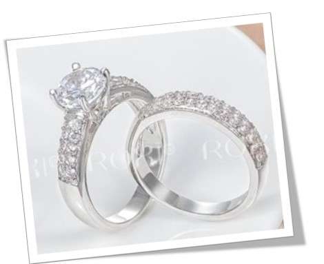 A Brilliant 3.23 Carat Round, Velvety White Diamond Impression Wedding Set#Size 7