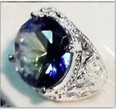 Luxurious Large Rainbow Topaz in 925 Silver Ring #Size 8.5