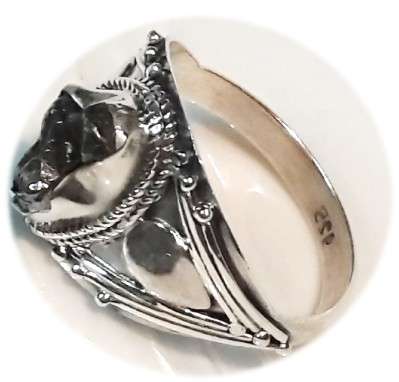 Fantastic Posh Black La-pis Detailed Gemstone set in 925 Sterling Silver Ring #Size 8.5
