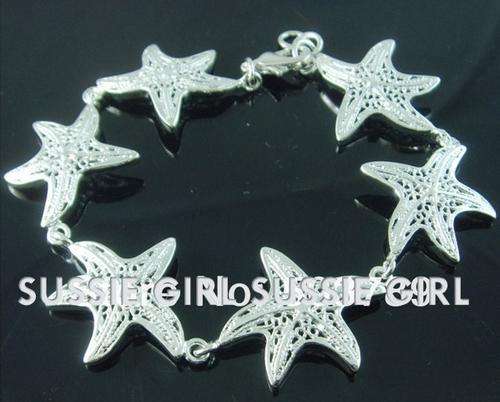 Attractive and Dazzling 925 Silver Nature Starfish Bracelet