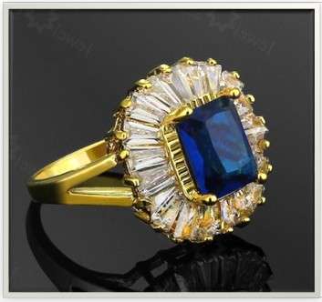 Impressive and Stylish 4ct Blue Kyanite Glass Set Between Diamond Crystals #Size 8