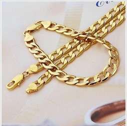 Remarkable and Impressive 8mm 24ct Yellow Gold Filled Necklace and Bracelet Set