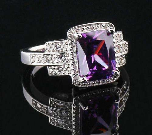 Luscious 925 Sterling Silver Amethyst Gemstone Ring #Size 8