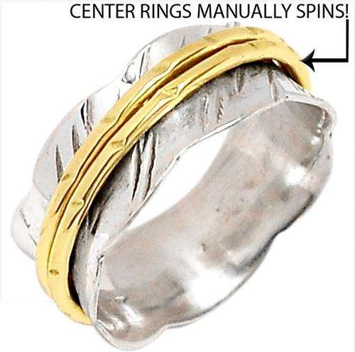 TWO TONE SPINNING RINGS 925 STERLING SILVER RING JEWELRY #Size .9