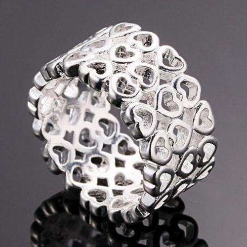 Adorable Heart Impression Wedding Ring #Size 7.5