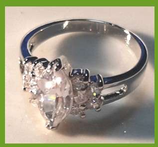 Super-B 18ct Platinum Rolled Gold Faceted Diamond Ring#Size 9