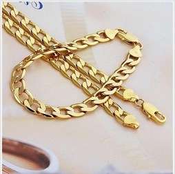 Precious and Impressive 8mm 24ct Yellow Gold Filled Necklace and Bracelet Set