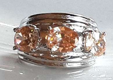Trendy Yet Sexy Natural Mandarin Garnet Set in 925 Silver Ring #Size 7.5