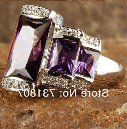 Absolutely Stunning Faceted Amethyst 926 Silver Ring #Size 7.5