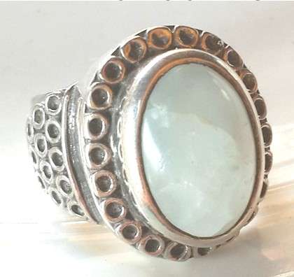 Glamorous Round Cut MoonStone Impression in Antique Silver Ring #Size 9