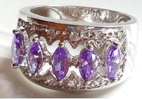Charming 6.3mm Violet Amethyst Set in 5.1gr  Silver  Ring #Size 7