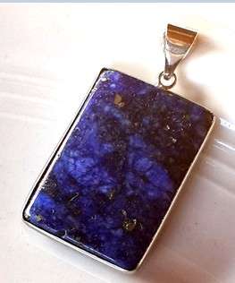 Unusual Blue Square Cute Tourmaline Pendant with 925 Sterling Silver Pop Corn Chain