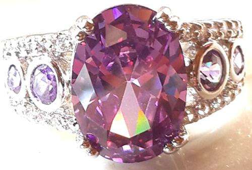 Dazzling Amethyst and Diamond Impression Ring #Size 9