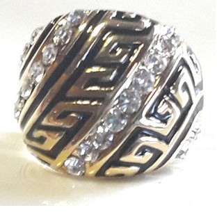 Awesome Detailed 18ct Yellow Rolled Gold Diamond Impression Ring #Size 7.5