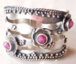 Dazzling Handmade Ruby Set in Solid 925 Sterling Silver Ring #Size 7