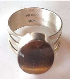 Marvelous Tiger Eye Set in Solid Sterling Silver Ring Size 7