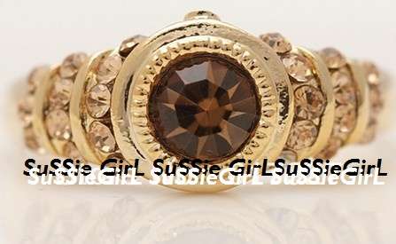 Fancy Natural Smoky Quartz Set in 18ct Yellow Gold Filled Ring #Size 8