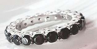Exquisite  Black Natural Onyx Gemstone Set in Silver Promise Ring #Size 7