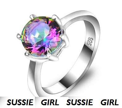 Classy  and Petite Natural  Mystic Topaz Set in 925 Sterling Silver Imported Ring #Size 7.75