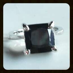Dazzling 10*10mm Cr. Black Onyx Set in Silver 7.3gr. Imported Ring #Size 7
