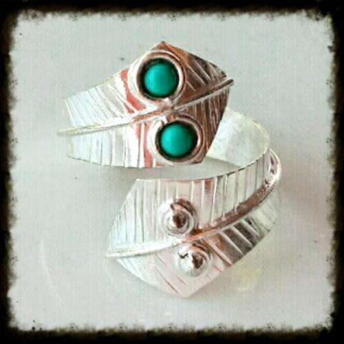 SuperB Cr. African Turquoise Gemstone Set in 925 Silver Open Ring