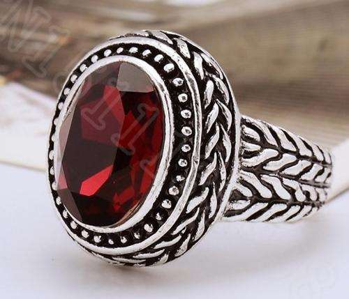 Trendy Newly Imported  Natural Checker Board  Ruby from Madagascar Set In Antique Silver # Size 7