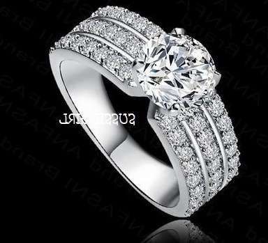 Elegant And Stylish White Diamond Crystals Set in 18ct Platinum Rgp  Engagement Ring  # Size 8