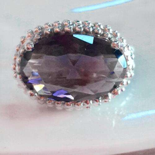 Fascinating Amethysts Charmingly Set in 925 Sterling Silver Ring #Size 9/19mm