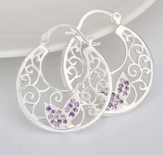 Fancy Cr. Amethyst Set in 925 Sterling Silver Filled Earrings