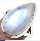 Spectacular Tear Drop Moonstone Set in Solid 925 Sterling Silver Ring #Size 7(17)mm