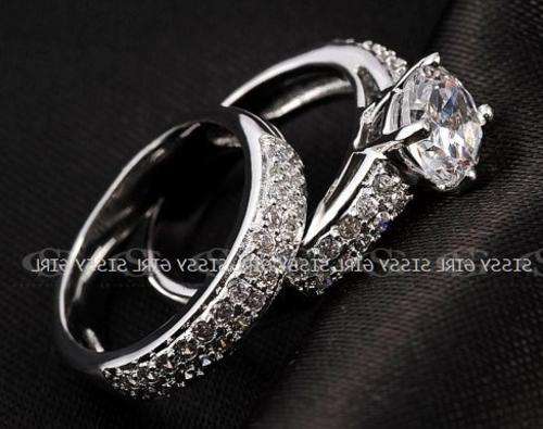 Astonishing 7*7mm Memorial Diamonds Awesomely Set 18ct Platinum Rolled Gold #Size 7