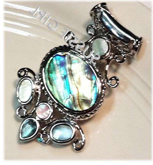 Alluring & Luscious Oval Abalone Set in 925 Silver Pendant