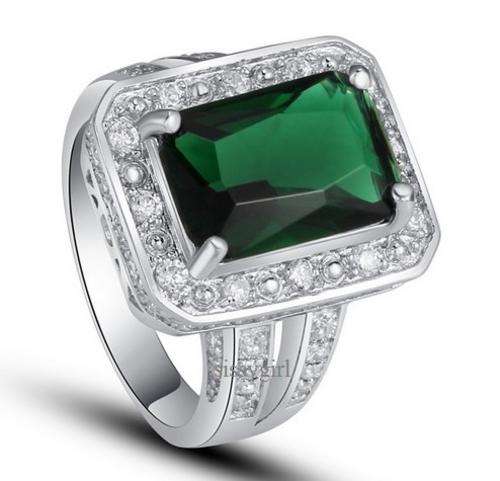 ## Marvelous ## Chrome Diopside Surrounded by White Diamond Crystal Ring #Size 9
