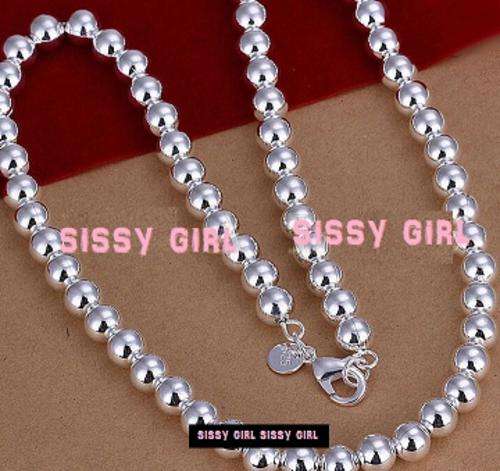 ** Classic ** 8mm 925 Sterling Silver Pearl Necklace