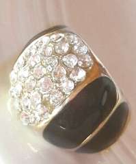 ## Impressive ## Yellow Gold Memorial Diamond with Black Inlay Ring # Size 8