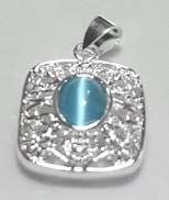 ** Classic **Cr. Aqua Blue Chalcedony Pendant with Marching Chain