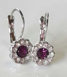 @@ Gorgeous @@ Silver  Amethyst and White Diamond Crystals Earrings