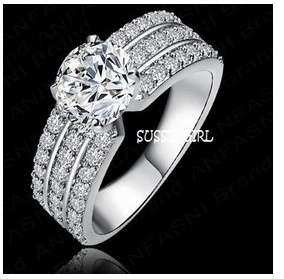 -- Elegant -- 18ct Platinum Rolled Gold with Simulated Diamonds # Size 7