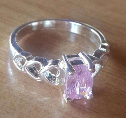 -- Sexy and Sassy -- Pink Square Cut Madagascar Morganite Ring # Size 6.5