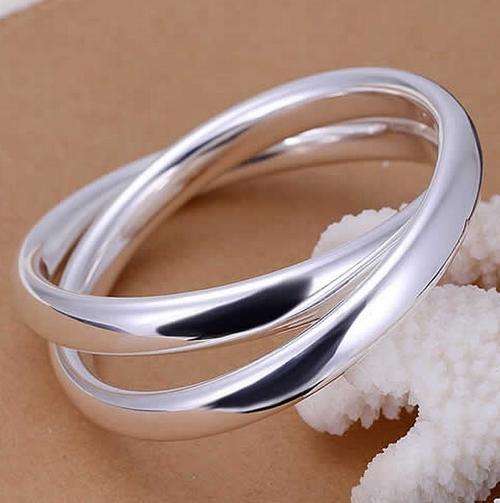 -- Sparkling -- Silver 925 Silver Hollow Double Twisted Bangle
