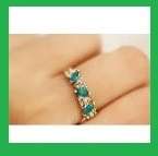 -- Spectacular -- Petite-- Cr. Green Emeralds & AAA White Zircon Ring # Size 6