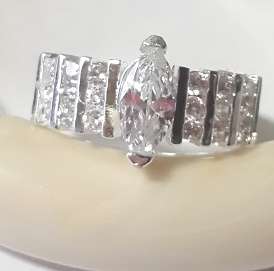 Fashionable -- Size 7 -- Cultured Diamonds Set in 925 Silver Engagement Ring