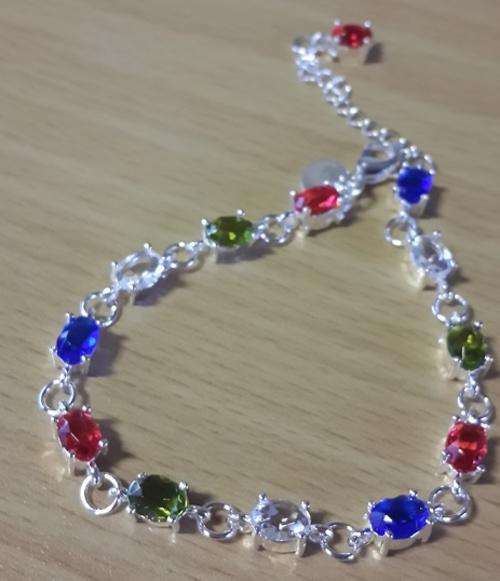 Eye Catching 24mm Rainbow Topaz Crystals In 925 Sterling Silver Tennis Bracelet