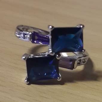 Adorable  Newly Imported Sapphire and Amethyst Remarkably Set in 925 Silver Ring