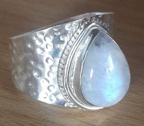 Newly Imported -- Size 7 -- Tear Drop Moonstone Set in Genuine 925 Sterling Silver Ring