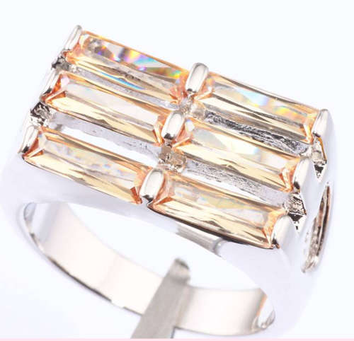 -- Size 8 -- Citrine Quartz Stylish Set in 925 Silver Ring