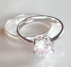 -- Lovely-- Petite -- White Diamond Crystal Wedding Set # Size 7 --