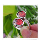 Oval Cut Red Garnet Set in 925 Silver Imported Ring -- Size 9 --