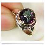-- Attractive -- Mystic Topaz Set in Solid Genuine 925 Sterling Silver Imported Ring # Size 6