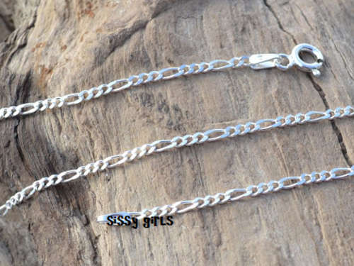 Figaro Imported Filled 925 Sterling Silver Unisex Neck Chain